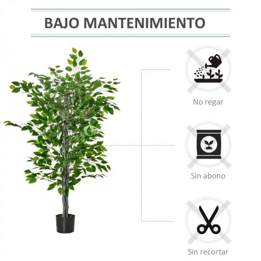 Planta Ficus Artificial 135 cm en Maceta con 756 Hojas Planta Sintética Realista para Interior [2]