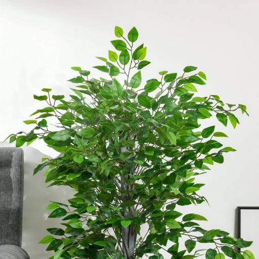 Planta Ficus Artificial 135 cm en Maceta con 756 Hojas Planta Sintética Realista para Interior [5]
