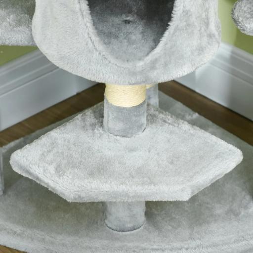 Árbol Rascador para Gatos 200 cm Torre para Gatos con 2 Cuevas 2 Hamacas Cama Postes de Sisal 60x60x200 cm Gris [6]