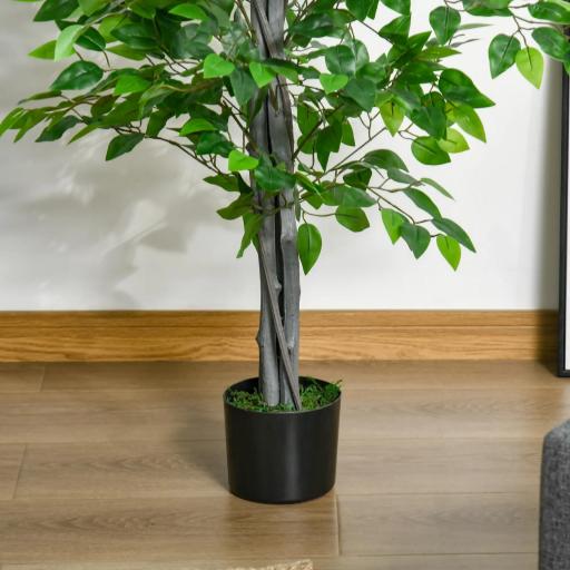 Planta Ficus Artificial 135 cm en Maceta con 756 Hojas Planta Sintética Realista para Interior [7]