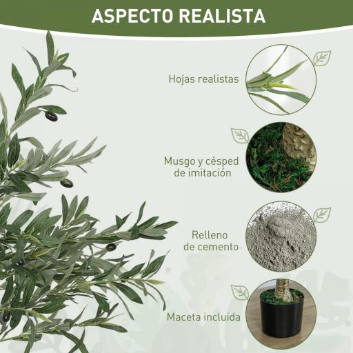 2 Olivos Artificiales 120 cm con Hojas de Seda y 20 Aceitunas Decoración Interior para Hogar Oficina Dormitorio Salón [3]