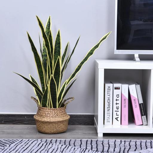 Sanseveria Artificiale Pianta Finta Realistica con Vaso 15x80 cm Verde y Amarillo