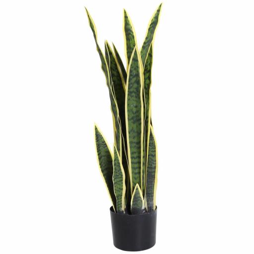 Sanseveria Artificiale Pianta Finta Realistica con Vaso 15x80 cm Verde y Amarillo [3]
