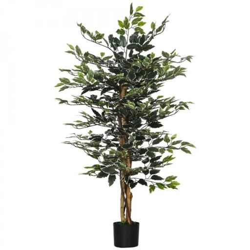 Ficus Artificial de 130 cm Planta Artificial de 702 Hojas con Maceta Decoración para el Hogar Ø15x130 cm Verde [8]