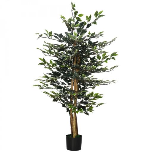 Ficus Artificial de 130 cm Planta Artificial de 702 Hojas con Maceta Decoración para el Hogar Ø15x130 cm Verde [9]