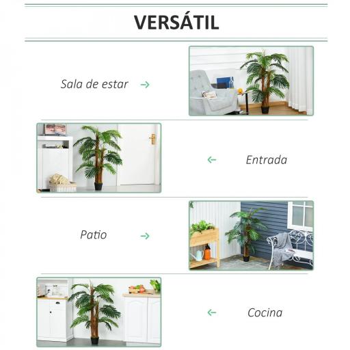 Planta Artificial Palmera Altura 120 cm Árbol Artificial con 3 Troncos y 19 Hojas para Decoración Hogar Oficina Ø16x120 cm Verde [4]