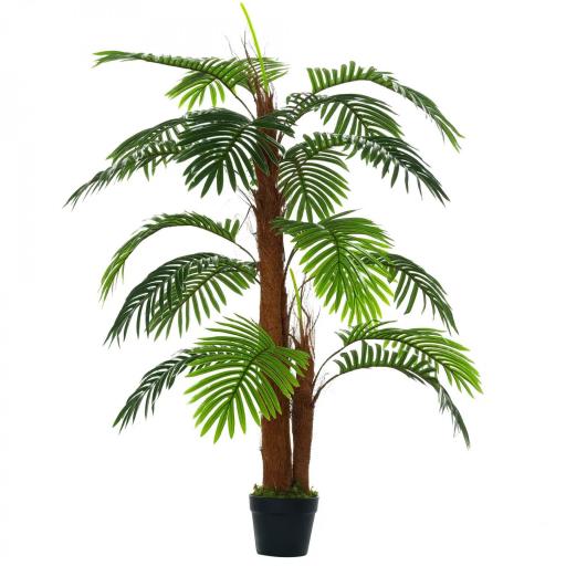 Planta Artificial Palmera Altura 120 cm Árbol Artificial con 3 Troncos y 19 Hojas para Decoración Hogar Oficina Ø16x120 cm Verde [8]