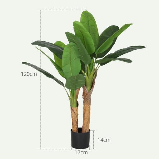 Planta Artificial Bananera de 120 cm con Maceta y 15 Hojas Realistas Planta Tropical Sintética para Decoración Interior [1]