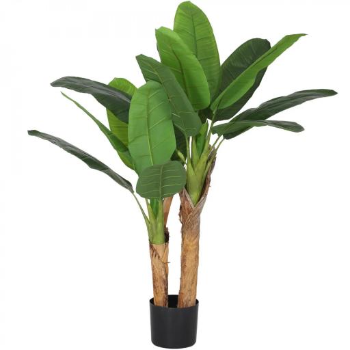 Planta Artificial Bananera de 120 cm con Maceta y 15 Hojas Realistas Planta Tropical Sintética para Decoración Interior [8]