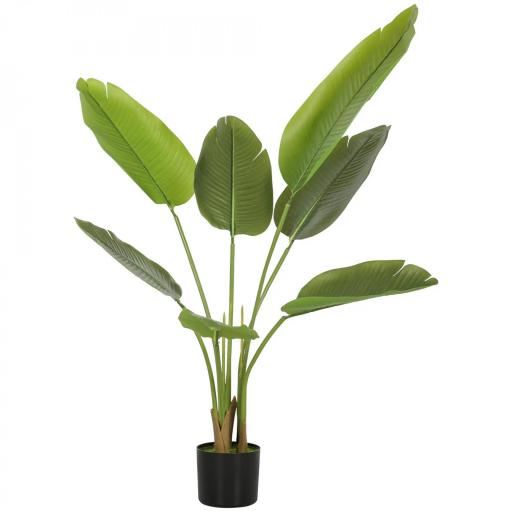 Planta Artificial Decorativa 109 cm Bananera Artificial con Maceta y Hojas para Interior Verde [8]