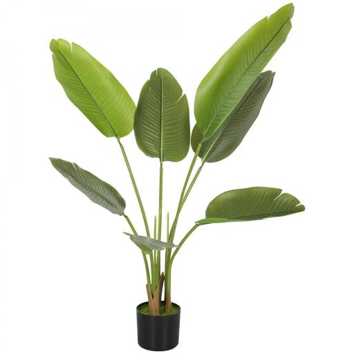 Planta Artificial Decorativa 109 cm Bananera Artificial con Maceta y Hojas para Interior Verde [9]