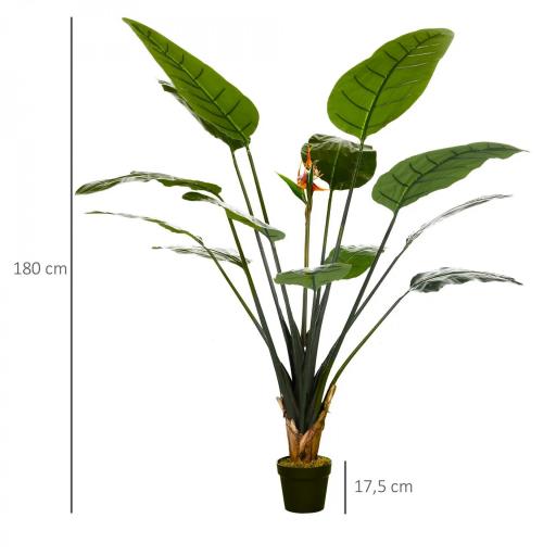 Planta artificial ave del paraíso Strelitzia altura 1,80 m 13 hojas y 2 flores gran realismo maceta incluida [1]