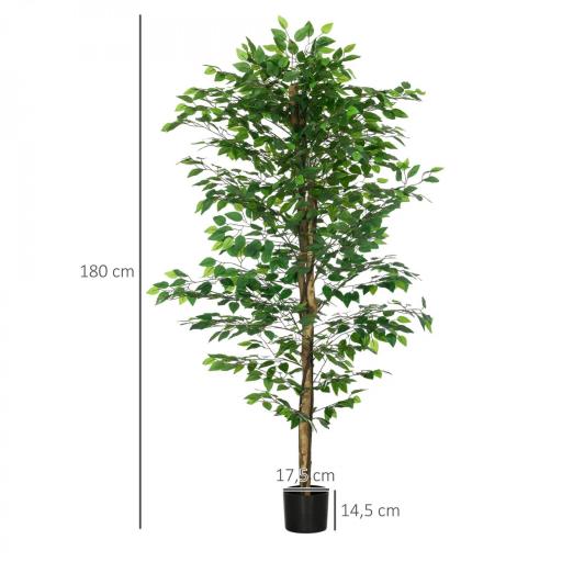 Lote de 2 plantas artificiales ficus altura 1,80 m tronco ramas liana musgo hojas gran realismo maceta incluida Verde [1]