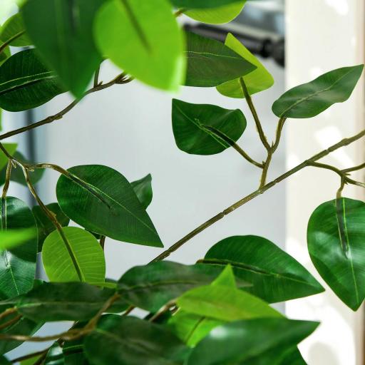 Lote de 2 plantas artificiales ficus altura 1,80 m tronco ramas liana musgo hojas gran realismo maceta incluida Verde [2]