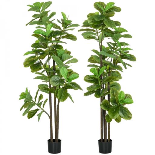 Conjunto de 2 plantas artificiales Figuier à feuilles de violon Ficus Lyrata altura 180 cm con Maceta [4]