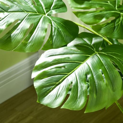 Conjunto de 2 plantas artificiales Monstera deliciosa con maceta incluida altura 120 cm para interior decoración [3]