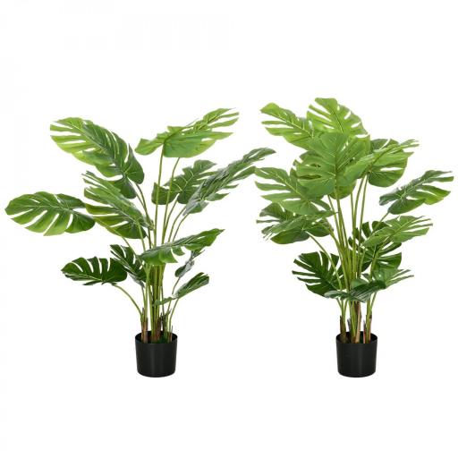 Conjunto de 2 plantas artificiales Monstera deliciosa con maceta incluida altura 120 cm para interior decoración [4]