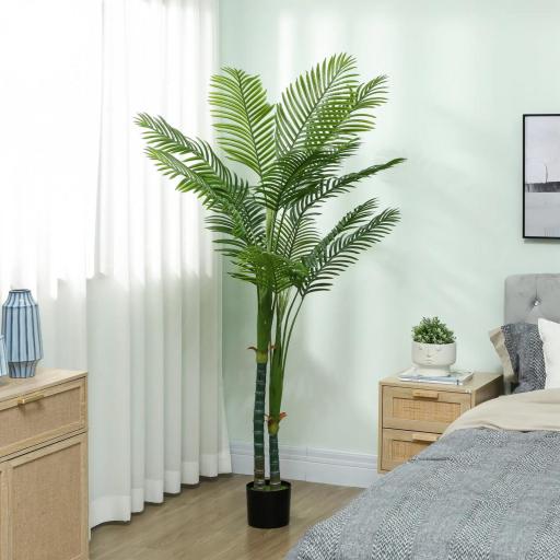Planta artificial de interior 180 cm, palmera Areca árbol artificial con maceta de plástico y flocado, verde [3]