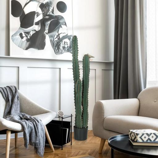 Cactus artificial de gran tamaño planta artificial de gran realismo 18x120 cm color Verde