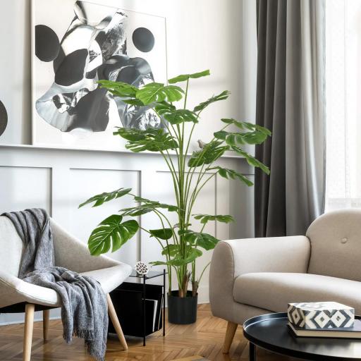 Planta artificial árbol artificial Monstera Deliciosa con maceta incluida altura 180 cm interior Verde