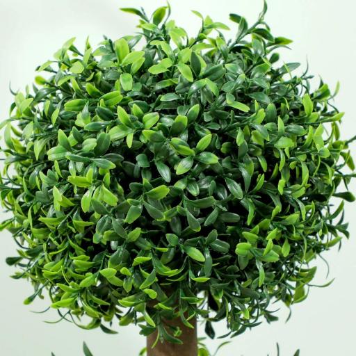 Lote de 2 árboles artificiales 101,6 cm 3 bolas de buxus topiarias planta falsa verde PE con maceta interior y exterior [3]