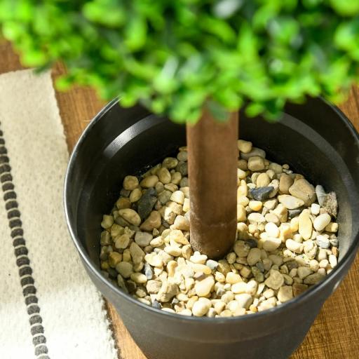 Conjunto de 2 árboles boj artificial doble bola con tronco y maceta incluidos - altura 90 cm Verde [3]