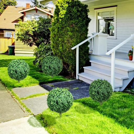 Set de 2 Bojs Artificiales, realistas, resistentes a la intemperie, fáciles de cuidar, 70 cm