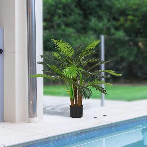 Palmera Artificial 1 m Árbol Artificial Tronco Ramas Lichen Hojas Gran Realismo Maceta Incluida [2]