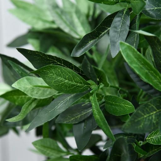  2 Plantas Artificiales de 90 cm de Altura Árboles de Laurel Decorativos con Maceta para Hogar Salón Uso en Interiores Verde [6]