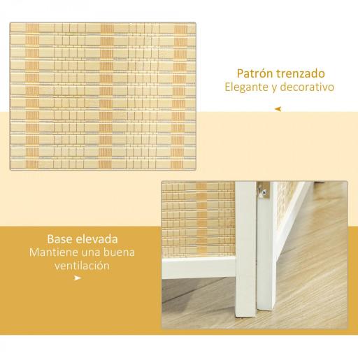 Biombo de 4 Paneles Plegable 180x180 cm Separador de Ambientes Tejido a Mano de Bambú Decoración para Salón Blanco [4]