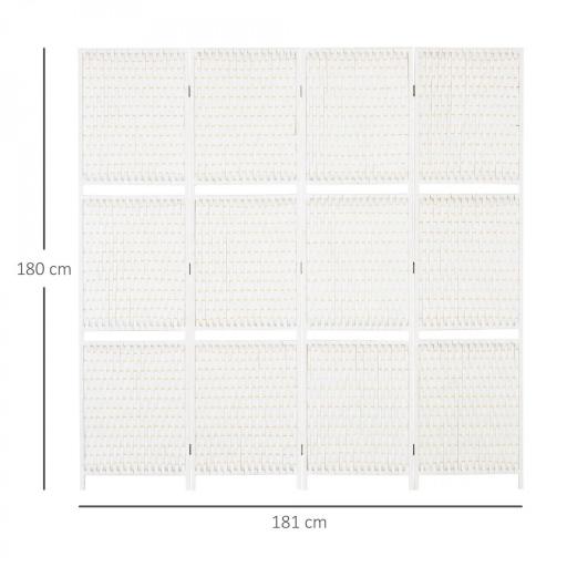 Biombo Separador de Ambientes Plegable con 2 Estantes de Madera de Pino y Fibra de Papel 181x180 cm Blanco [1]