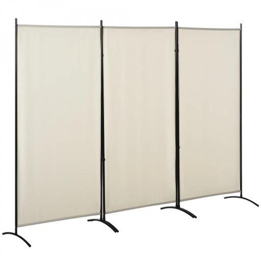 Biombo Separador de Ambientes de 3 Paneles 253x50x182 cm Divisor de Habitación Plegable con 6 Pies de Metal Beige [8]