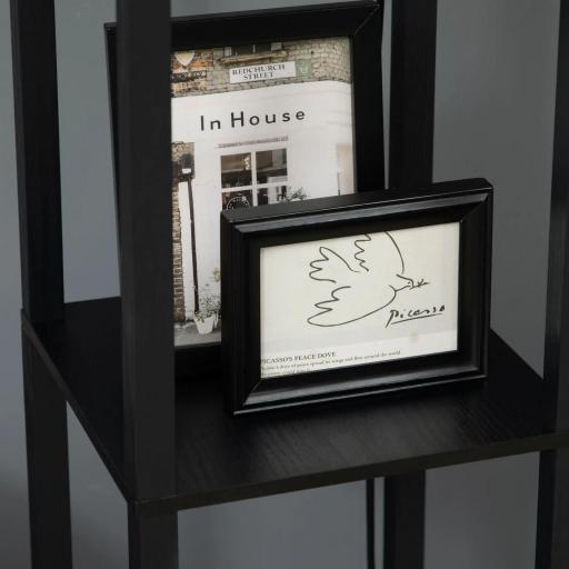 Lámpara de Pie de Madera con Estantes e Interruptor de Cadena para Salón Dormitorio 26x26x156 cm Negro y Blanco [7]