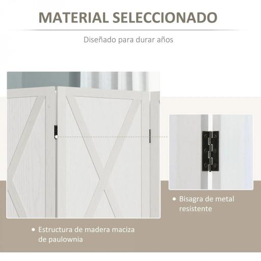 Biombo de 4 Paneles Separador de Ambientes Plegable 182x170 cm Divisor de Espacios Elegante Blanco [3]
