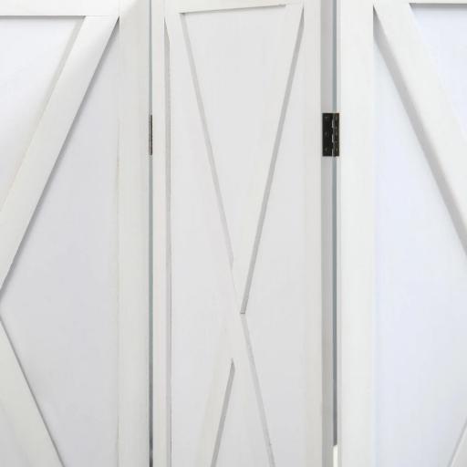 Biombo de 4 Paneles Separador de Ambientes Plegable 182x170 cm Divisor de Espacios Elegante Blanco [7]