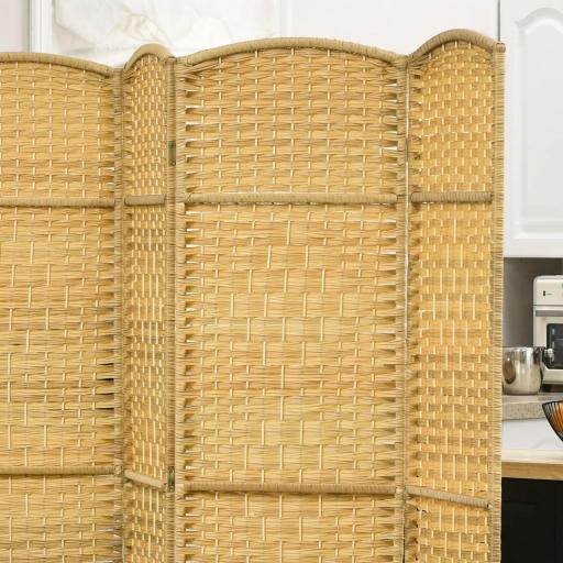 Separador de Ambientes de 6 Paneles Biombo Plegable 270x180 cm Pantalla de Privacidad de Polipropileno Natural [6]