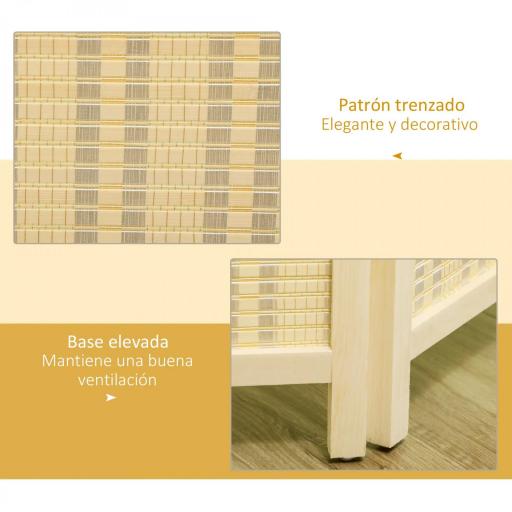 Biombo de 4 Paneles Plegable 180x180 cm Separador de Ambientes Tejido a Mano de Bambú Decoración para Salón Natural [3]