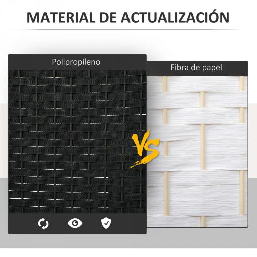 Biombo Separador de Ambientes de 6 Paneles Biombo Plegable 240x170 cm para Salón Dormitorio Oficina Negro [4]
