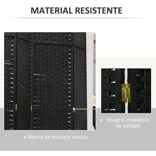 Biombo Separador de Ambientes de 6 Paneles Biombo Plegable 240x170 cm para Salón Dormitorio Oficina Negro [3]