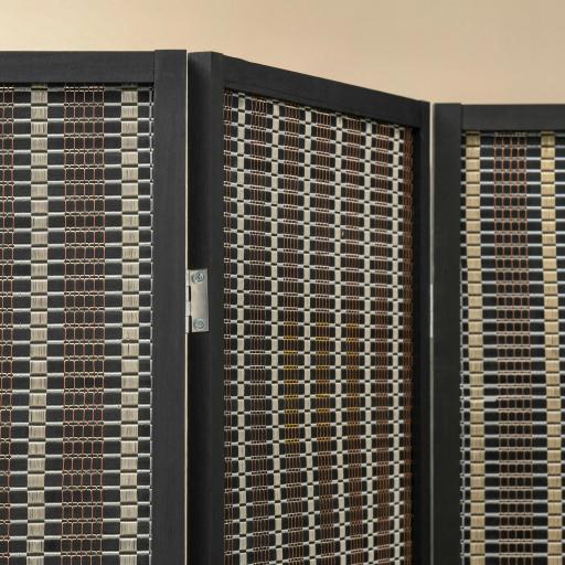 Biombo de 4 Paneles de Bambú Separador de Ambientes Plegable Divisor de Espacios para Dormitorio Salón 180x180x1,9 cm Marrón y Negro [7]