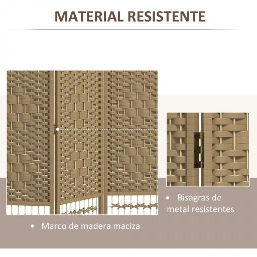 Biombo Separador de Ambientes de 6 Paneles Plegable de Cuerda de Papel 160x170cm Decoración para Dormitorio Natural [4]