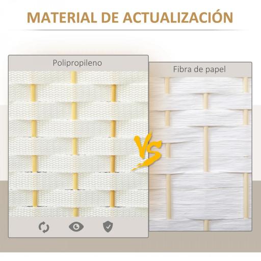 Biombo Separador de Ambientes de 4 Paneles Biombo Plegable 160x170 cm para Salón Dormitorio Oficina Blanco [2]