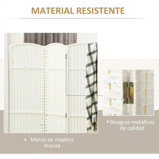 Biombo Separador de Ambientes de 4 Paneles Biombo Plegable 160x170 cm para Salón Dormitorio Oficina Blanco [6]