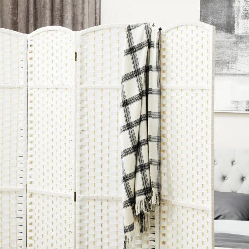 Biombo Separador de Ambientes de 4 Paneles Biombo Plegable 160x170 cm para Salón Dormitorio Oficina Blanco [5]