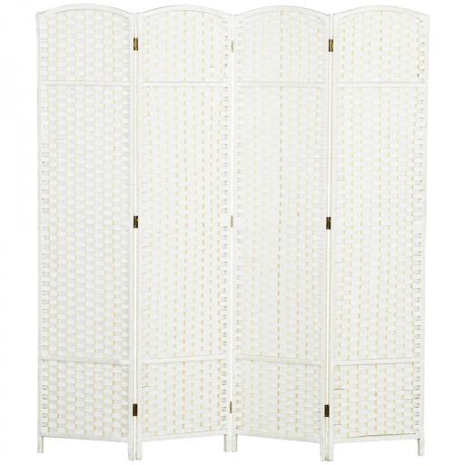 Biombo Separador de Ambientes de 4 Paneles Biombo Plegable 160x170 cm para Salón Dormitorio Oficina Blanco [9]