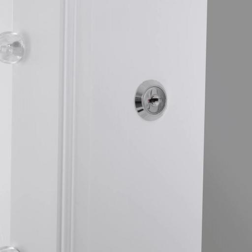 Espejo Joyero con 20 Luces LED Armario Joyero Reclinable con Guardajoyas Anillos Pendientes Collares 40x37x146 cm Blanco [7]