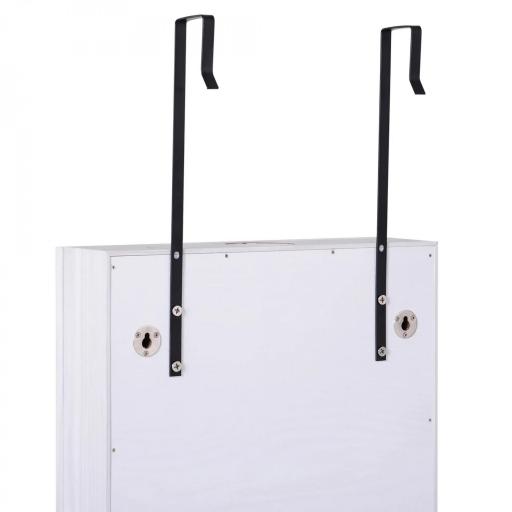 Espejo Joyero Colgante de Pared o Puerta con LED 5 Estantes 2 Cajones Pequeños Espejo Armario Montado con Cerradura 37x120x10cm [5]