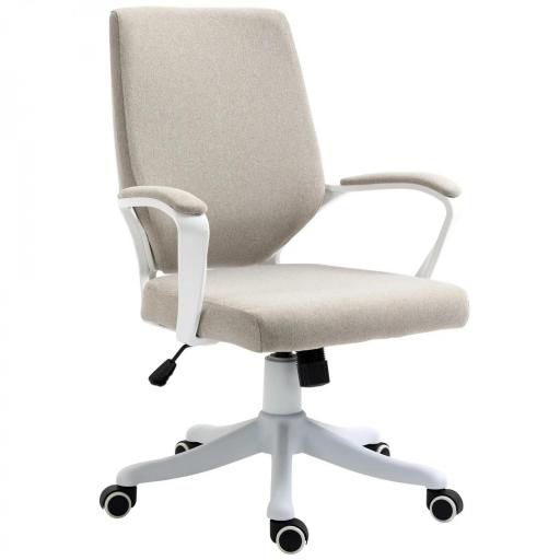 Silla de Escritorio Giratoria Silla de Oficina Basculante con Reposabrazos y Altura Ajustable 62x69x92-100 cm Beige [9]