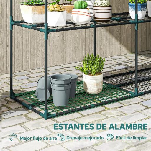 Soporte para Plantas de 3 Niveles Estantería para Plantas de Acero para Interior y Exterior 143x48x100 cm Verde [4]