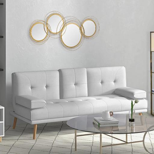 Decoración de Pared de Metal 3D de Espejos Redondos Adorno Metálico para Salón Dormitorio Comedor 107x56cm Dorado [7]